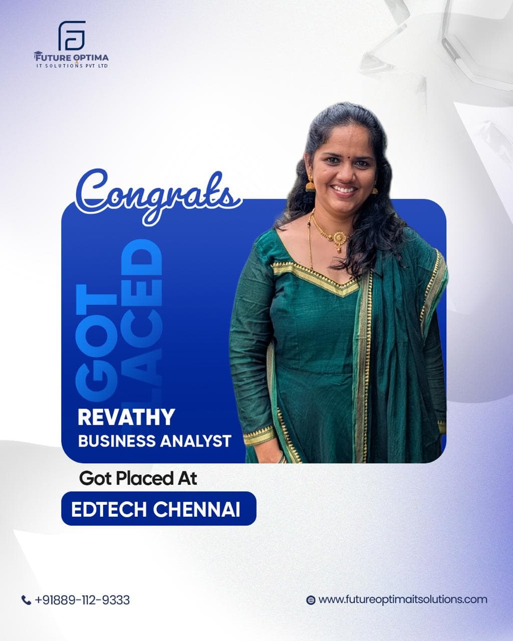 Future Optima IT Solutions student placement announcement — Kochi, Kerala